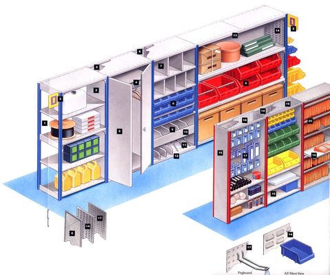 شراء رفوف تخزين الأجزاء الصغيرة الصناعية الخفيفة واجب مع الانتهاء من المجلفن تصنيع عبر الإنترنت