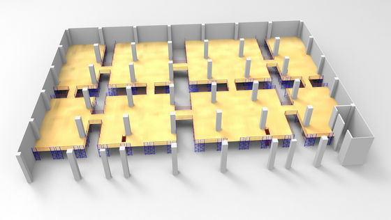 شراء أرضيات الميزانين الأرضيات رذاذ الطلاء رفوف معدنية مع مساحة مفتوحة تصنيع عبر الإنترنت
